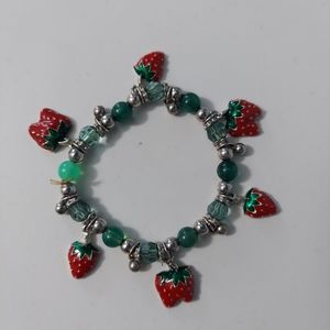 Strawberry charms stretch bracelet.